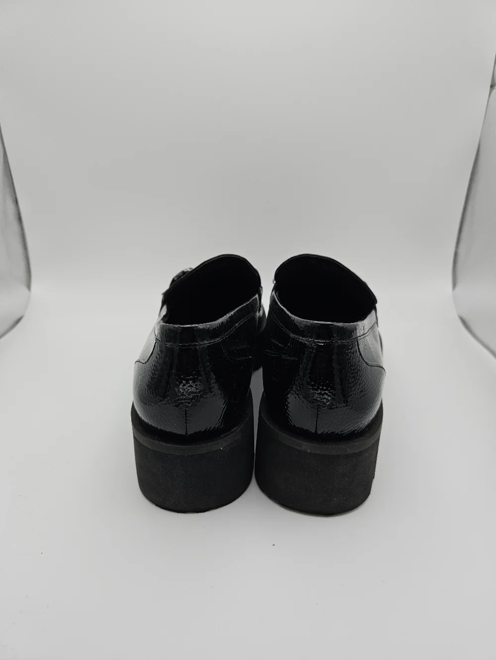 Franco Sarto Bergamot black patent lug sole loafers size 8.5M